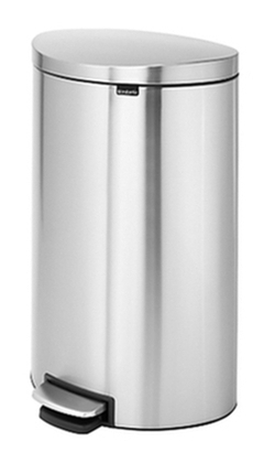 Brabantia FlatBack+ Pedal Bin, Matt Steel, Fingerprint Proof, 30L